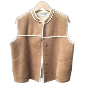 Valerie Stevens Vest Faux Suede Fully Lined Sleeveless Jacket Size LP